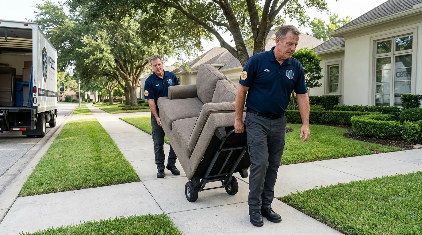 Local residential moving crew loading furniture in Mountain City, GA