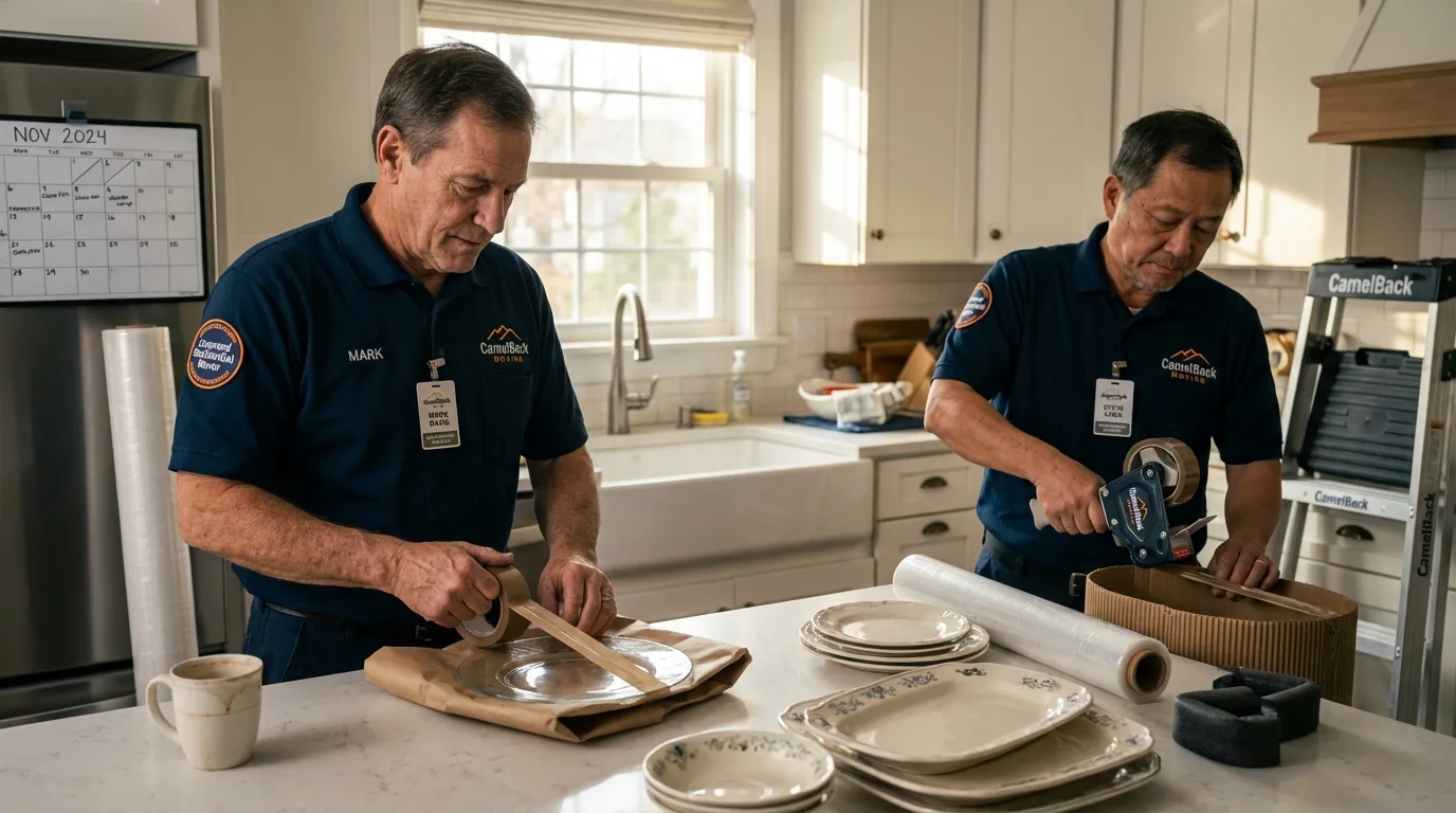 Professional crew packing kitchen dishware in Mountain City, GA